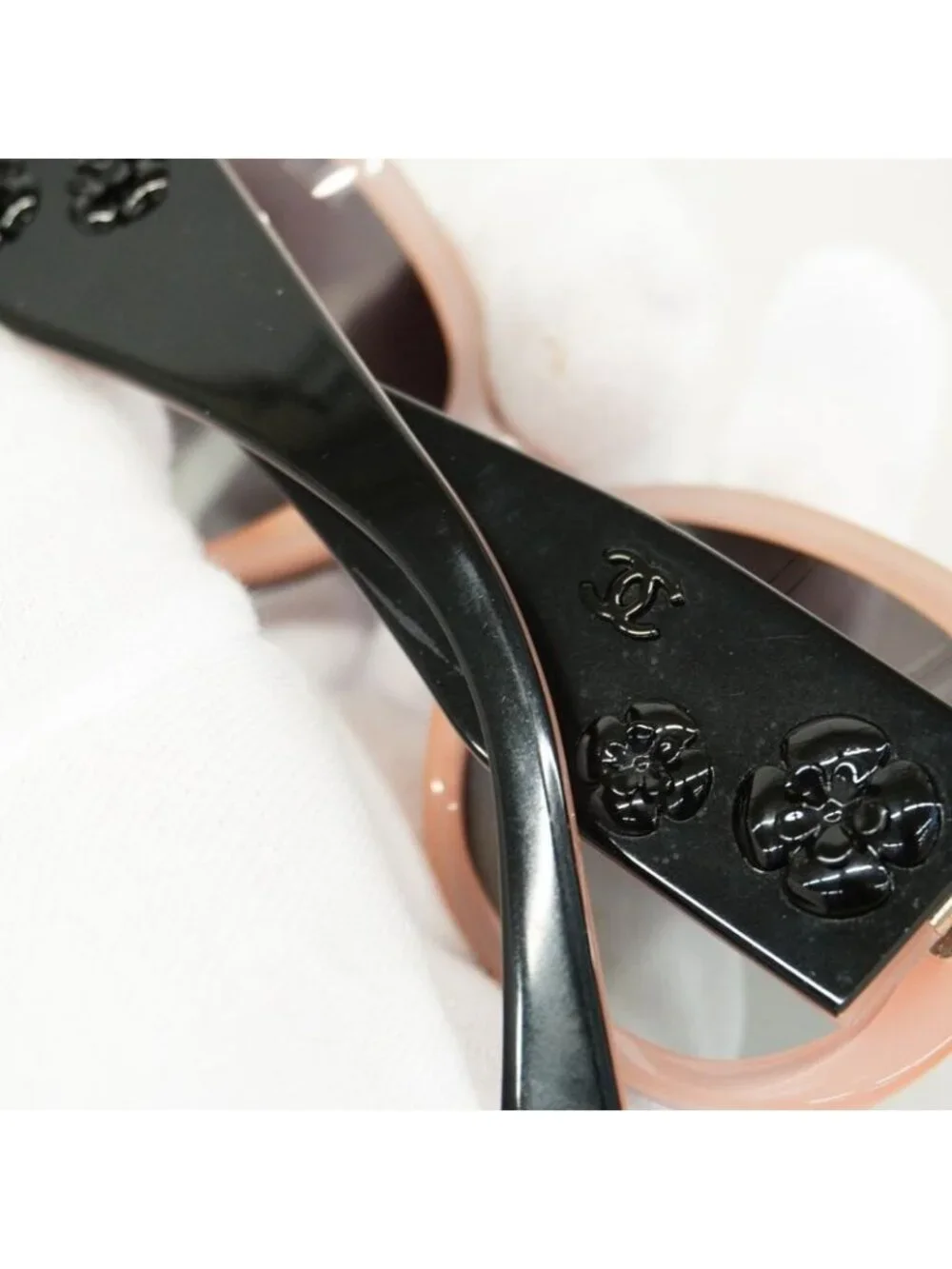 Chanel Sunglasses Camellia Acetate Black Pink Silver Eyewear - Picture 7 of 8